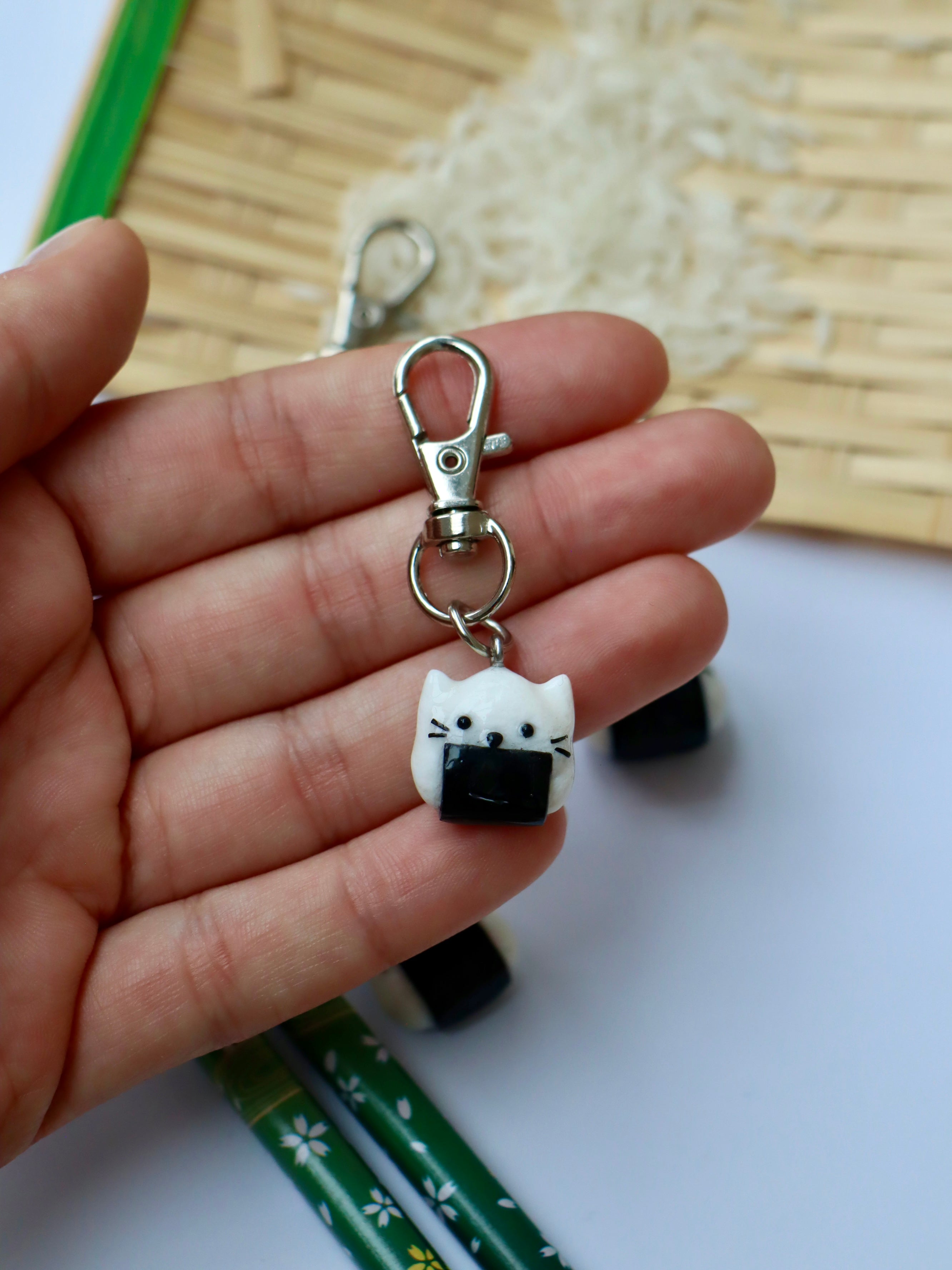 Schlüsselanhänger Onigiri Katze